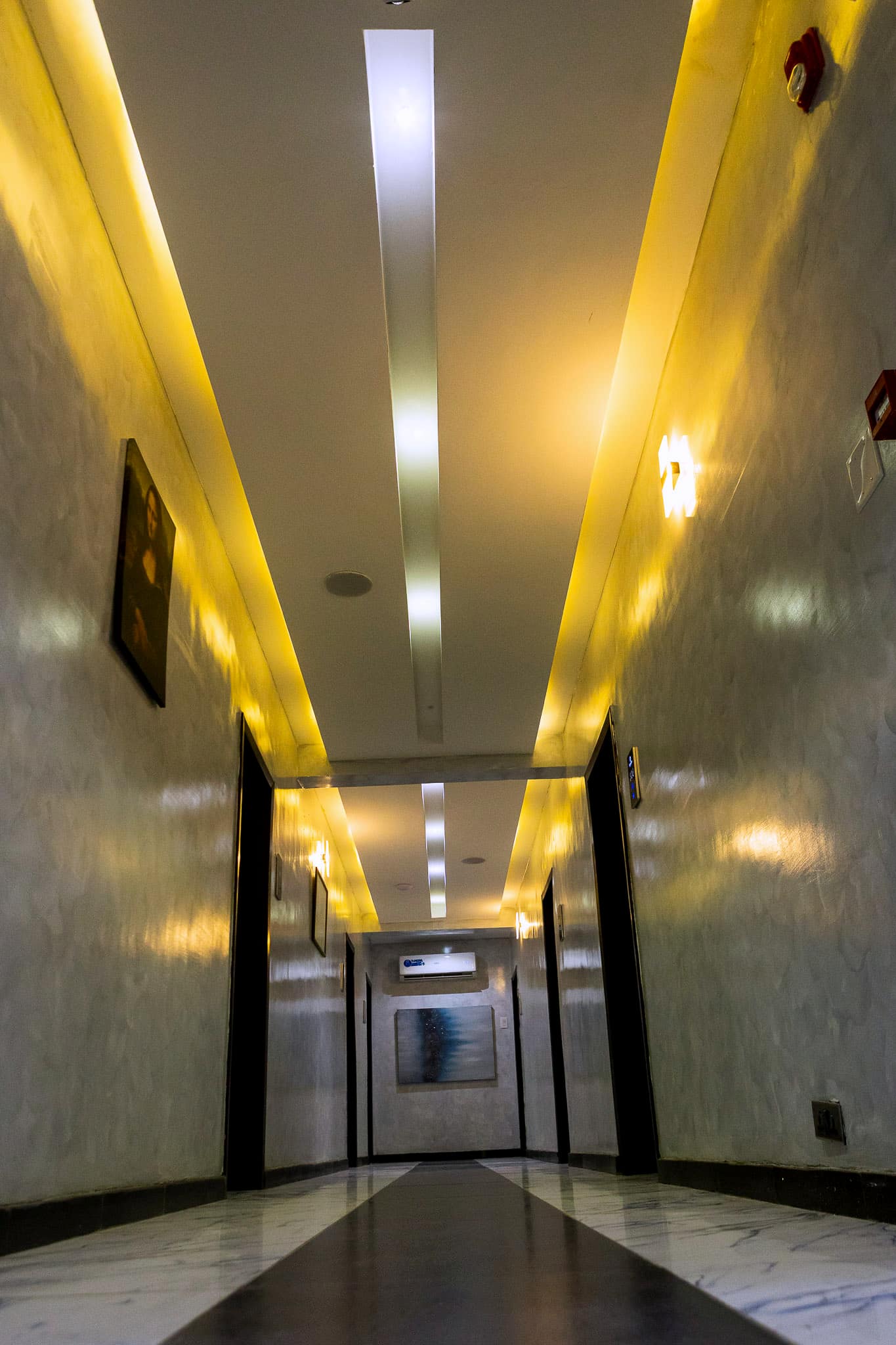 A quiet corridor at Hotel Medallion